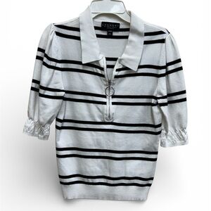 Laundry By Shelli Segal Black and White Striped Top